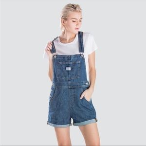 LEVI'S Vintage Denim Shortalls Shorts Overalls Jumpsuit Romper Jeans Medium Blue